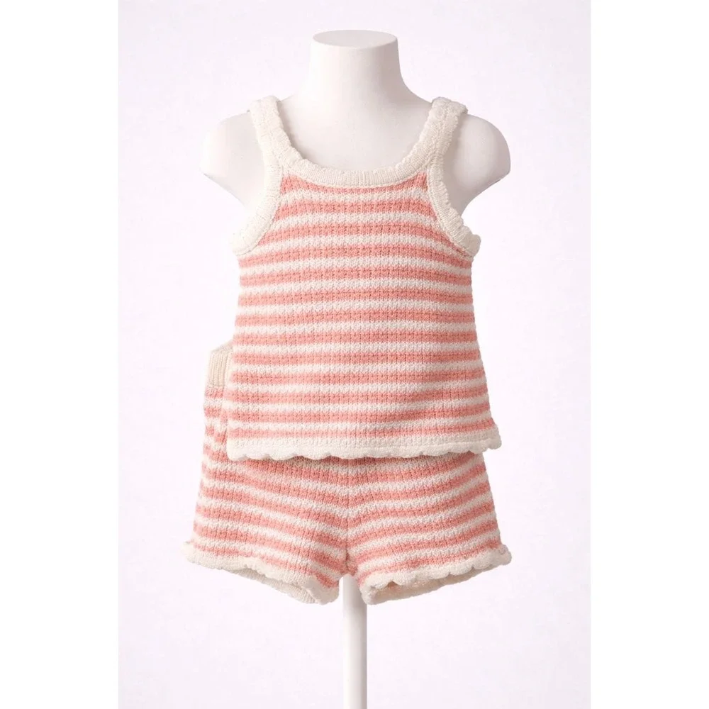 NwT Jessica Simpson Girls Pink White Striped Knit‎ Tank Top Shorts Set Size 4